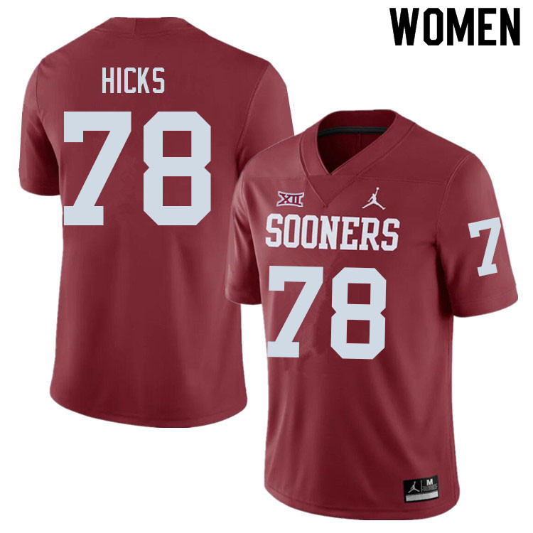 Women #78 Marcus Hicks Oklahoma Sooners College Football Jerseys Sale-Crimson - Click Image to Close